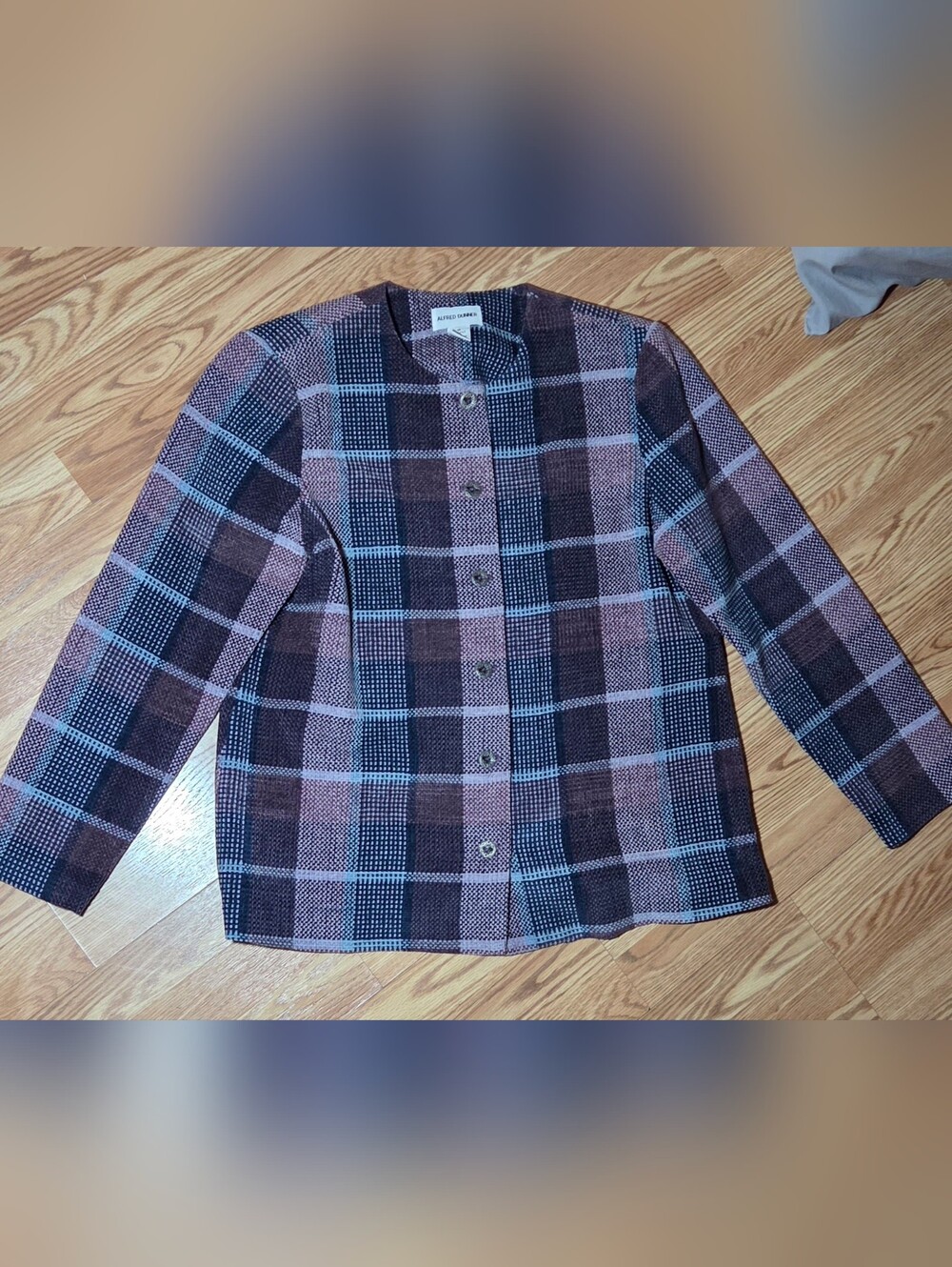 Alfred Dunner Pink and Lilac Plaid Button Jacket Sz 14 Womens